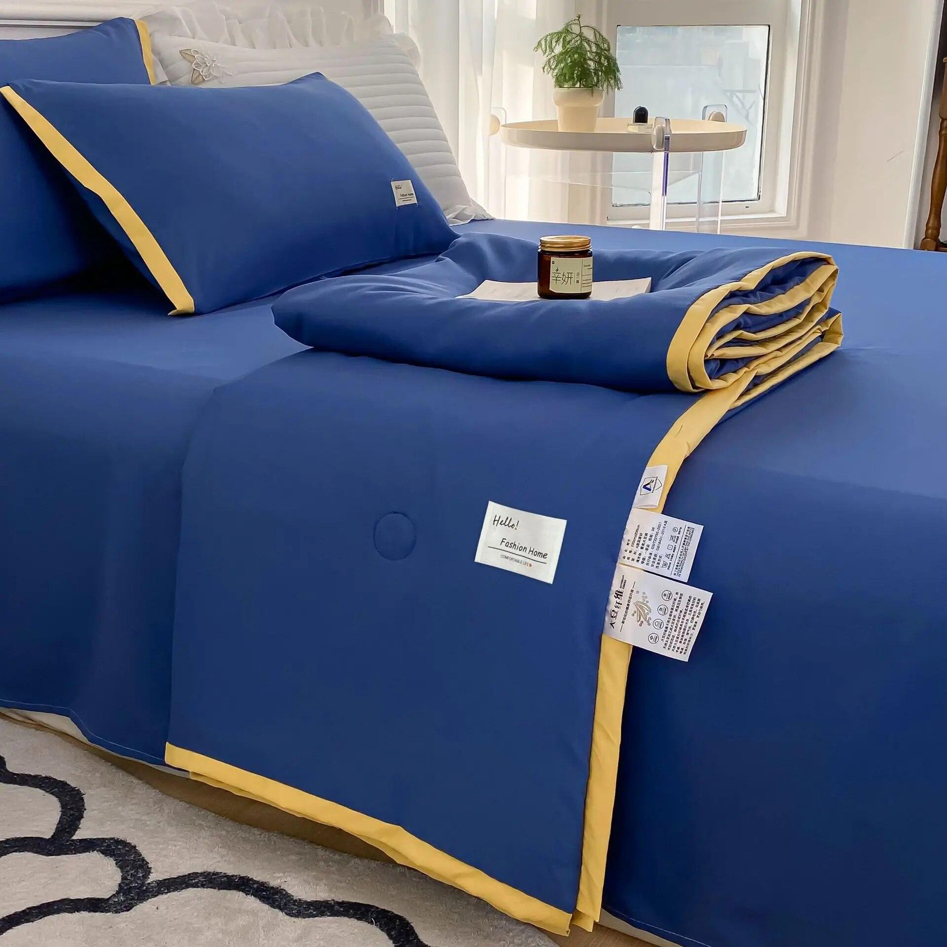 

Літній комплект ковдр Домашній текстиль Соєве волокно Тонка ковдра Простирадло Наволочка 4 предмети Комплект постільної білизни Queen Size Літня ковдра, яку можна прати 180x220cm-4pcs set