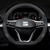 For Leon Ibiza FR 2 Ateca Arona Exeo Arosa Tarraco Mii Carbon Fiber Suede Leather Car Steering Wheel Cover Auto Accessories