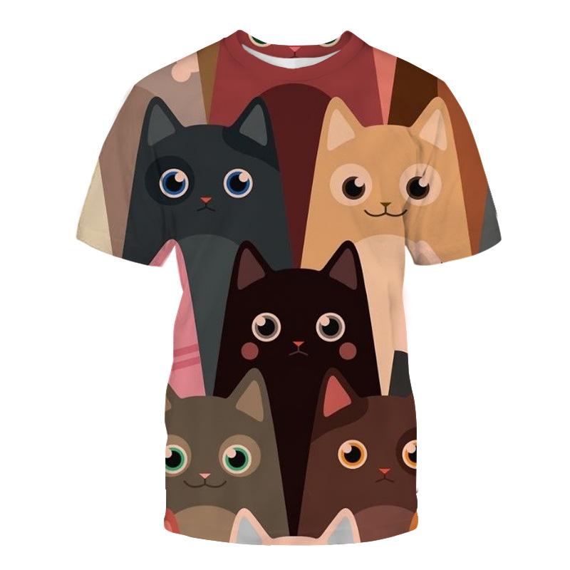 Cute Animal Series Short Sleeved 3D Digital Printed Short Sleeved Casual Top Shirt