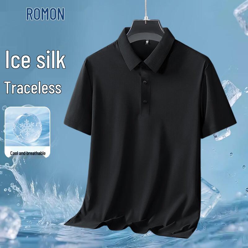 

Romon Men s Seamless Ice Silk Polo Shirt XL