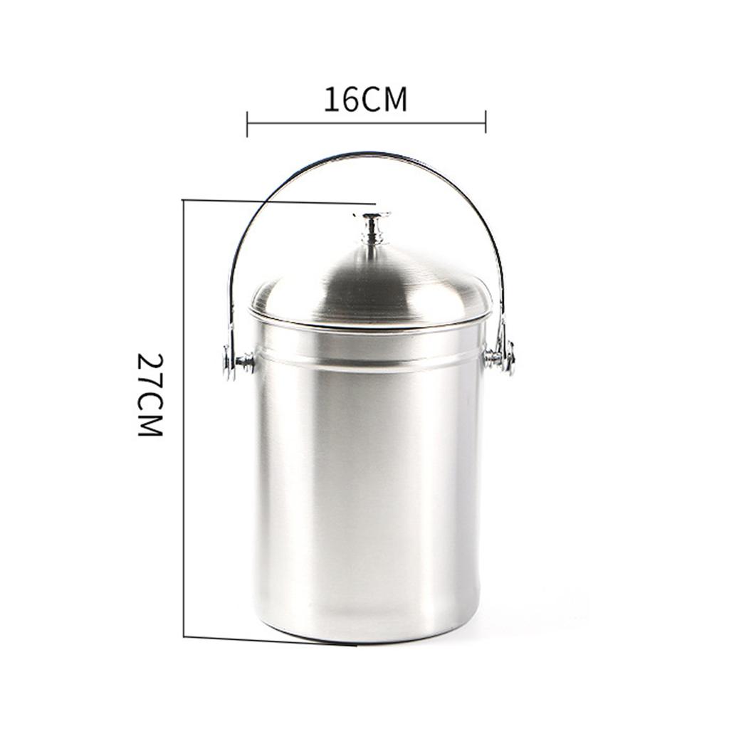 Stainless Steel Compost Bin Portable Useless Vegetables Food Waste Bucket for Gardening Counter Bathroom Countertop Kitchen