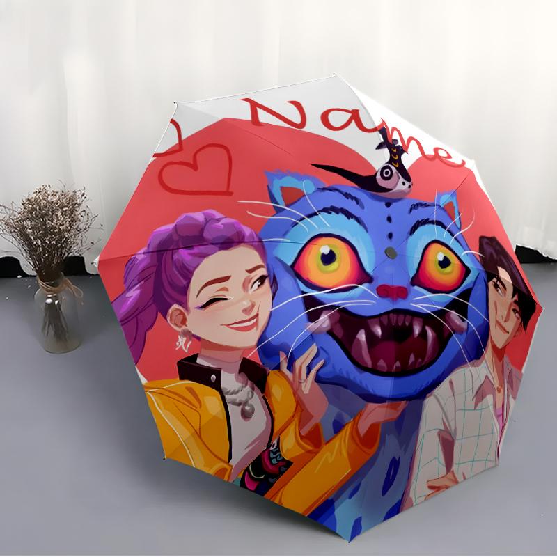Personalized Name K-KPop Demon Hunters Print Umbrella - Automatic Open/Close, Eight-Rib Durable Frame, Automatic Folding Umbrella