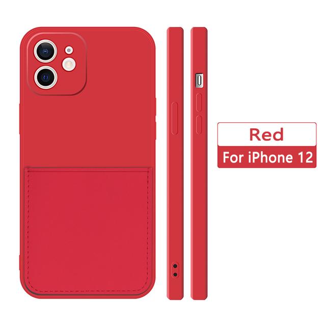 Funda Für Iphone 11 12 13 Mini 14 Pro Max Silikon Fall Flüssigkeit Karte Slot Halter Abdeckung Für Iphone Xr xs X 6 7 8 Plus Se 2022 2020