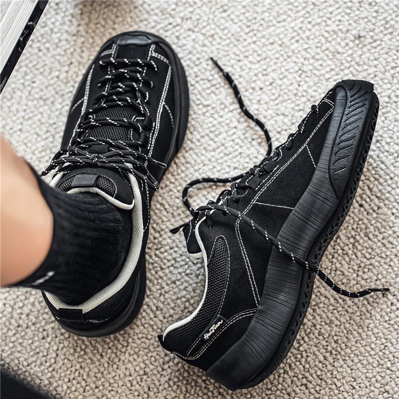 Outdoor Men'S Hiking Shoes British-Style Leather Low-Cut Sneakers Comfortable Couple Hiking Travel Multifunctional Casual Shoes