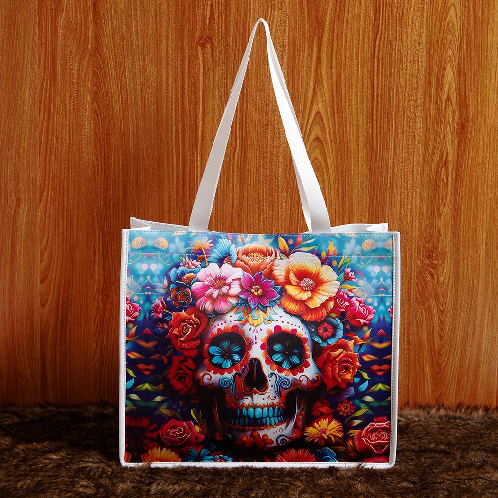 Skull Gothic Underarm Bag, PU Leather, Retro, Printed, Large Capacity, Casual, Commuter, Shoulder Bag, Women's Bag, Stocking Stuffers