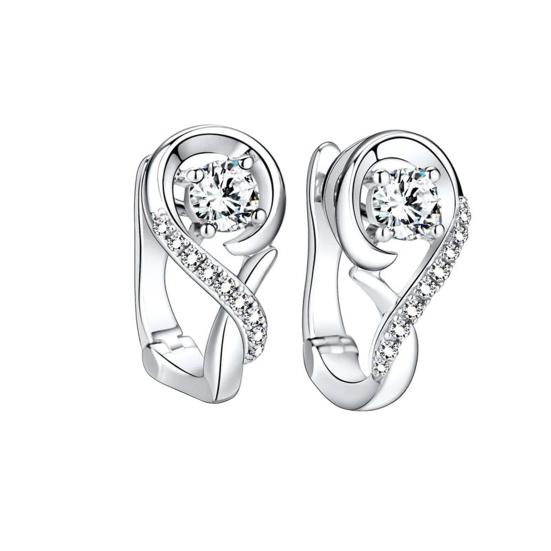 

1 пара сережек-гвоздиков с блестящими стразами и инкрустацией в виде музыкальных нот серебряный