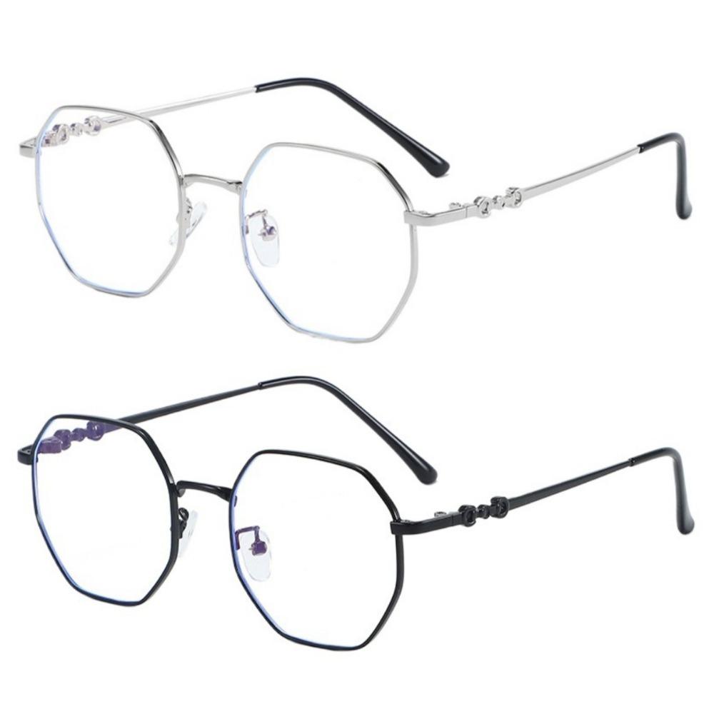 2PCS Anti Radiation Eyeglasses Polygon Frame Sunglasses for Men Women Computer Eyewear