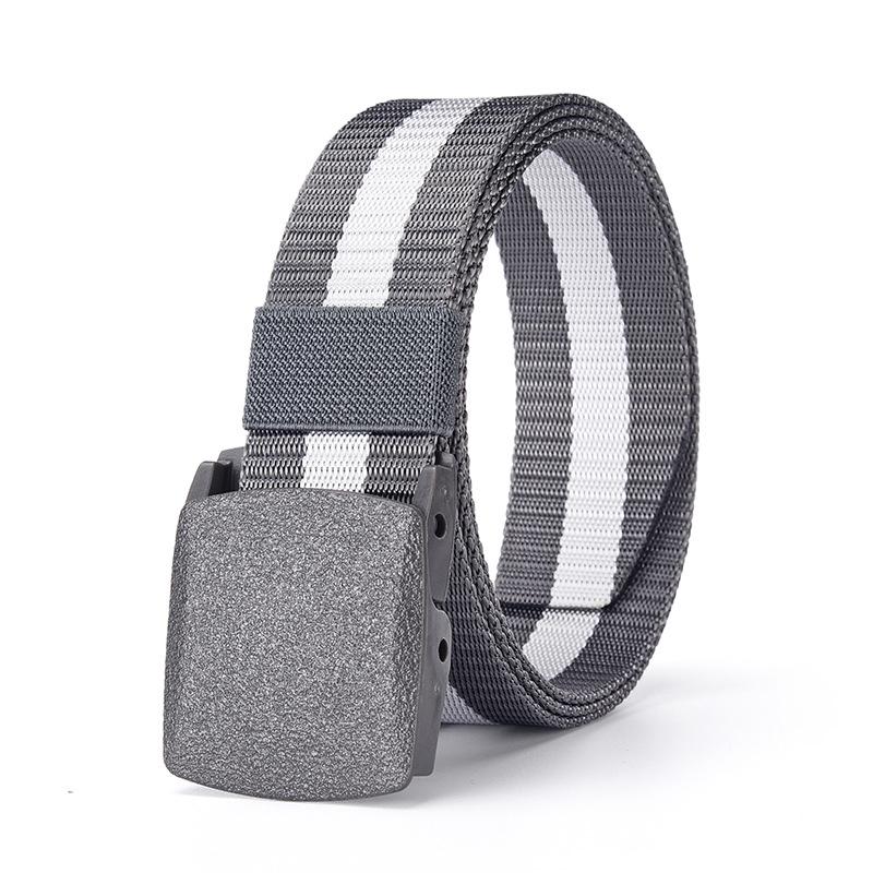 Men's Tactical Canvas & Nylon Woven Belt with Leather Trim - Elastic and High-End Accessory