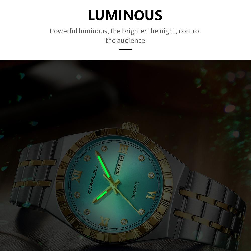 Man Watch Quartz Watch Luxury Waterproof Luminous Date Week Stainless Steel Mens Watch Male Relógios Masculino Reloj Hombre
