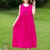 Vestido sin mangas de talla grande para mujer, vestidos largos casuales sueltos, ropa de verano vintage