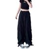 Women's Black Quick-Dry Wide-Leg Cargo Pants for Summer - Petite Jazz Street Dance Trend