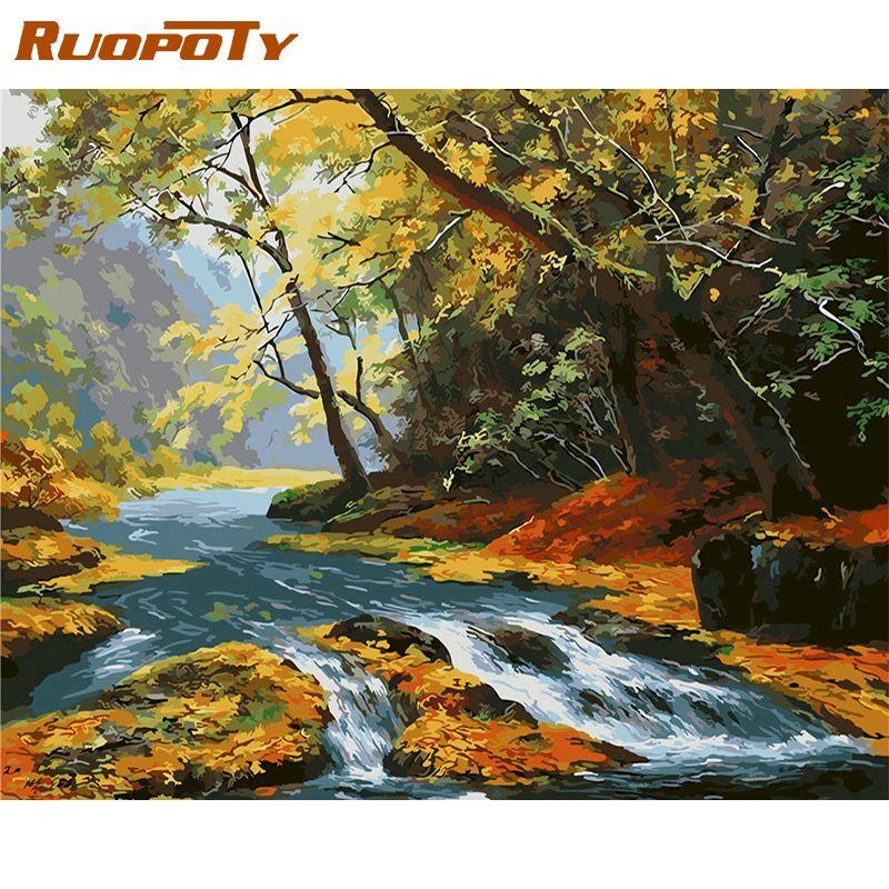 Unframed DIY Painting By Numbers Landscape Kits Acrylic Paint Canvas Modern Wall Unframed DIY Painting By Numbers Landscape Kits Acrylic Paint Canvas Modern Wall