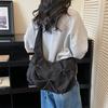 Korean-style sweet bow nyl bag for women, large-capacity daily commuter shoulder and crossbody bag, versatile casual bag