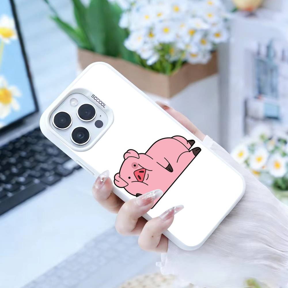 Cute Cartoon Pig  Phone Case For iPhone17, 16,15,14,13,12 Pro Max white Candy Matte Shockproof Cover