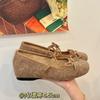 Gray's sweet girl retro woolen round head bow Mary Jane shoes women's autumn height-increasing short boots