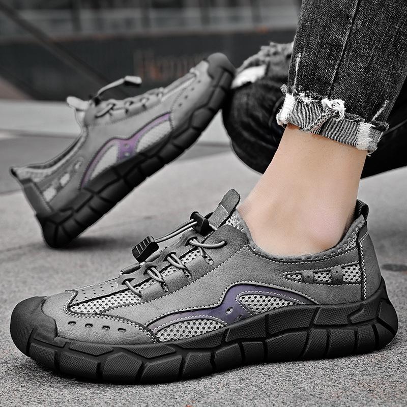 Sneakers men's 2025 summer new breathable hollow mesh shoes men's one-pedal soft-soled bag head non-slip travel shoes
