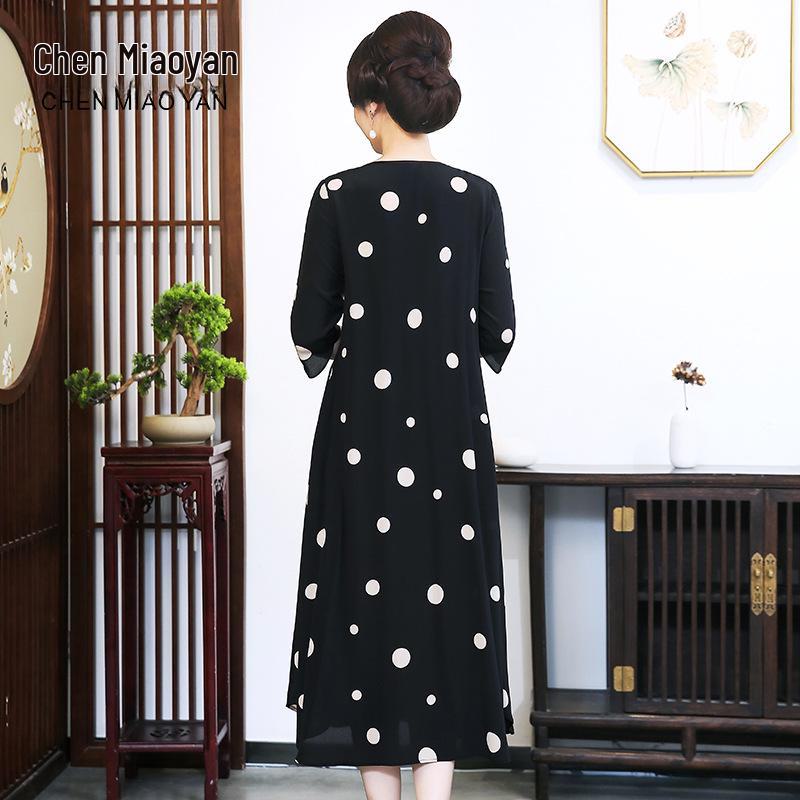 2023 New Women's Plus Size Polka Dot Mulberry Silk Dress - Celebrity Style & Elegant