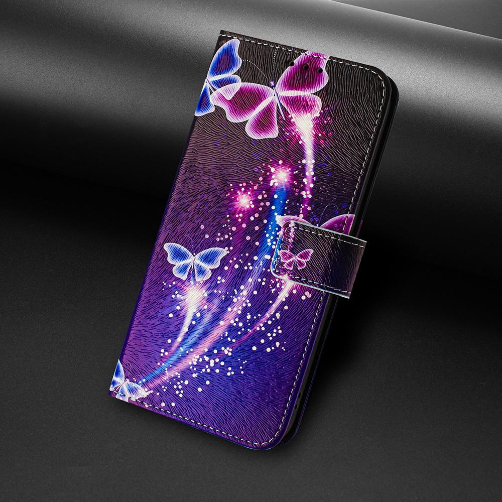 Coloured Drawing Wallet Case for Tecno Spark 10 10C 9 9T 8C Pova 5 4 Pro Neo 3 2 Shockproof Stand Card Holder Strap Phone Cover
