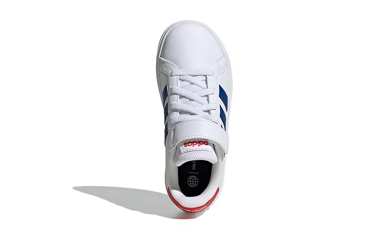 adidas Neo GRAND COURT 2.0 EL K Abrasion Resistant Low Top Skateboard Shoes White Blue Red Kids' GW6514