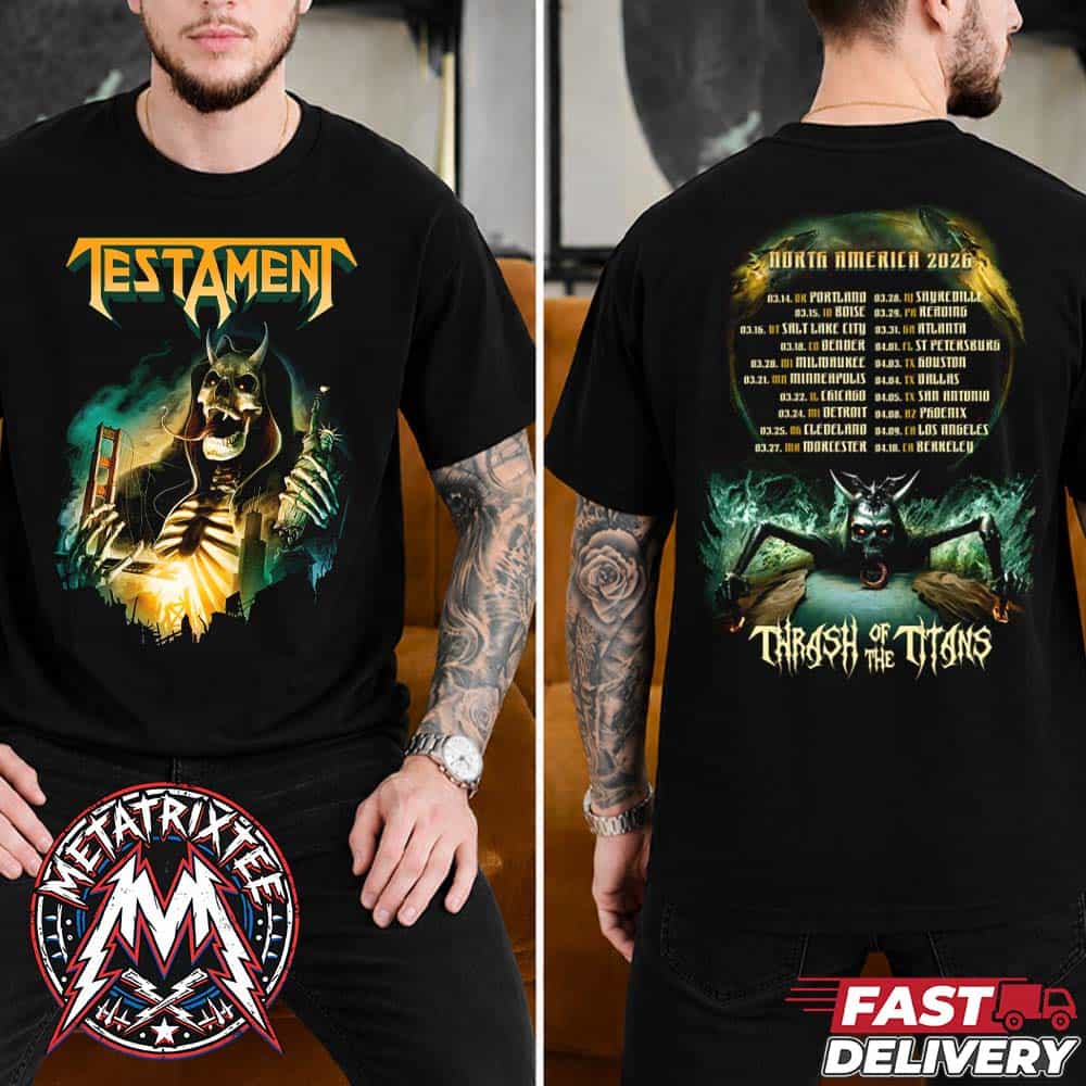 Testament Thrash Of The Titans Tee, Spring 2026 North America Tour Two Sided Short T-Shirt