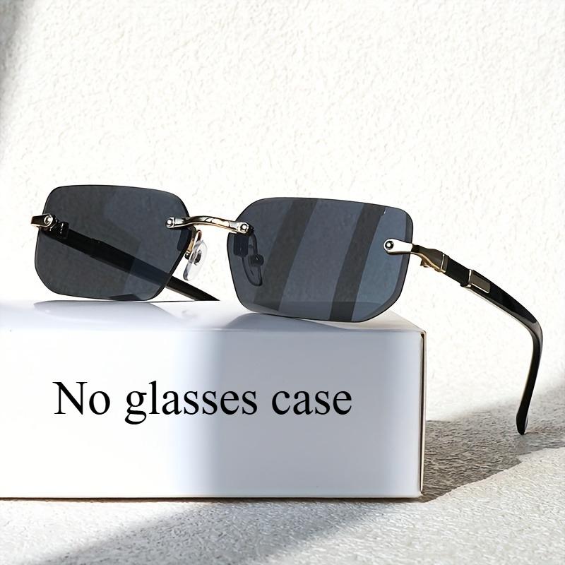 Men'S Y2K Style Square Frameless Fashion Glasses Decorative Lens Design Regular Size for Daily Casual Wear