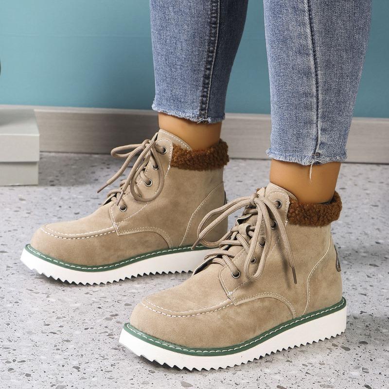 Autumn new British lace-up flat-bottomed large-size short boots women's retro suede tooling boots
