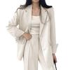 Women Spring Autumn Suit Coat Lapel Long Sleeve Flap Pockets Solid Color Loose Fit Casual Blazer Workwear