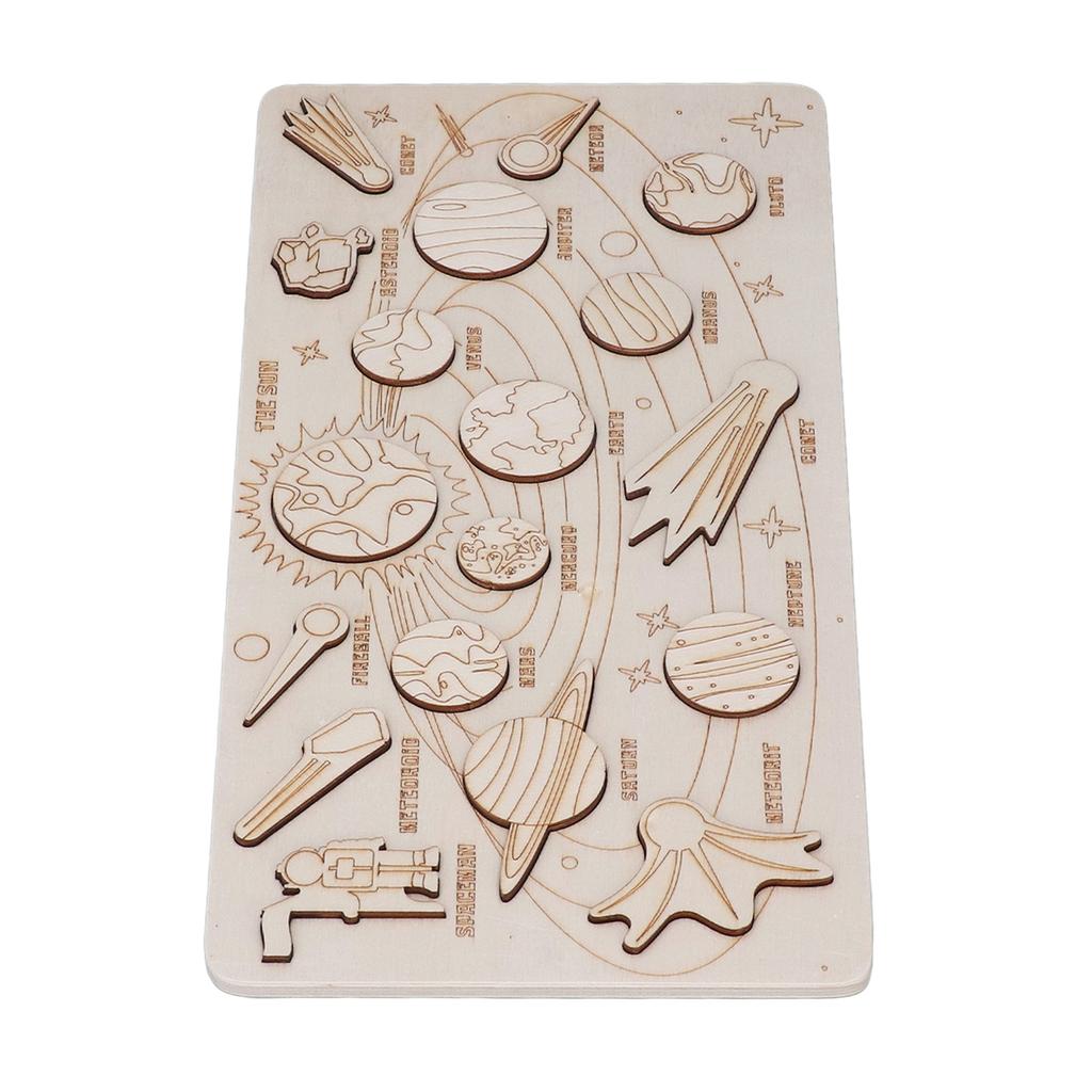 Wooden Solar System Assembling Matching Toy Astronomy Science Educational   Toy for Kids