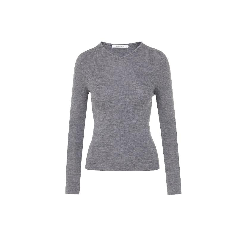

LANGZI Women s Merino Wool V-Neck Seamless Slim-Fit Sweater XL