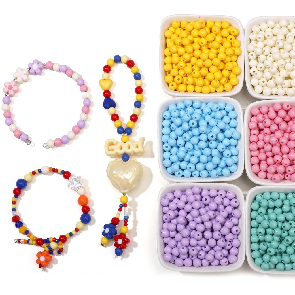 10Pcs Acrylic Beads Fantasy Color Ball Charms for DIY Necklace Bracelet Earring Jewelry Making