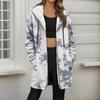 Women's Gradient Print Fashionable Loose Zipper Fleece Hoodie Jacket