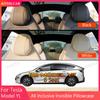 For Tesla Model Y L 6pcs Full Surround Invisible Headrest & Seat Covers Original Interior Leather Color Custom Fit Head Pillowca