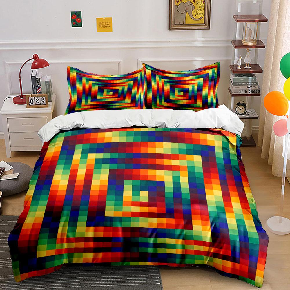 "Rainbow Geometric Bedding Set" Bedding Duvet Cover Set Duvet Cover Pillowcases (1 * Duvet Cover 2 * Pillowcases, Without Duvet Insert)