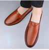 Men's Cross-Season Breathable Leather Casual Shoes - Perforated Cowhide for Middle-Aged Dads, Available in Large Sizes.