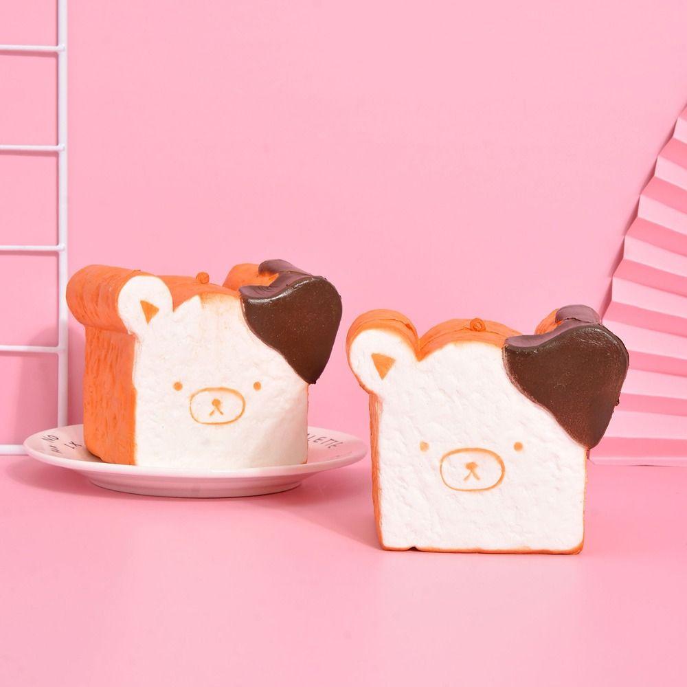 

Slow Rebound Simulation Toast Squeeze Toys Silicone Food Play Fidget Toy Practical Jokes Toast