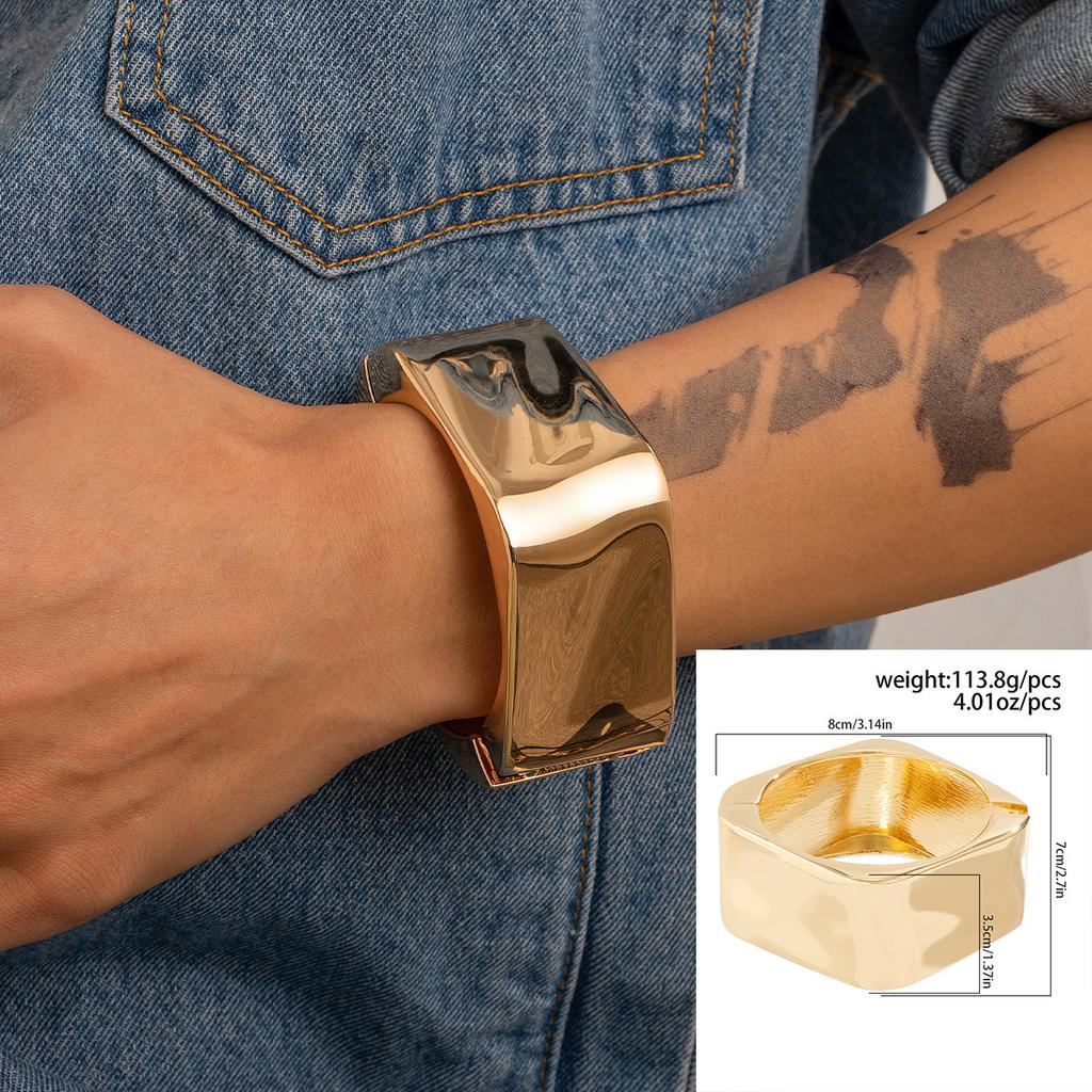 Metal Bracelet for Men Hip Hop Fashion Personality Smooth Spring Open Bracelet Irregular Men's Jewelry