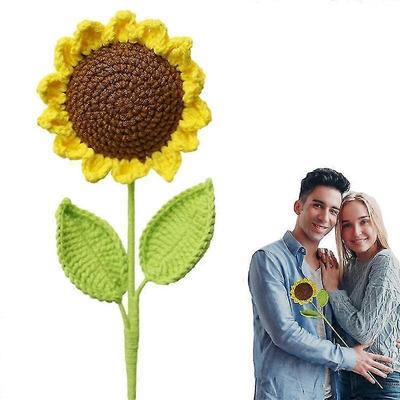 Girasol de Ganchillo Ganchillo Girasol Artificial Decoración de Girasol Tejido de Lana Girasoles Flor Artificial Decoración de Pared Ramo de Boda - DD