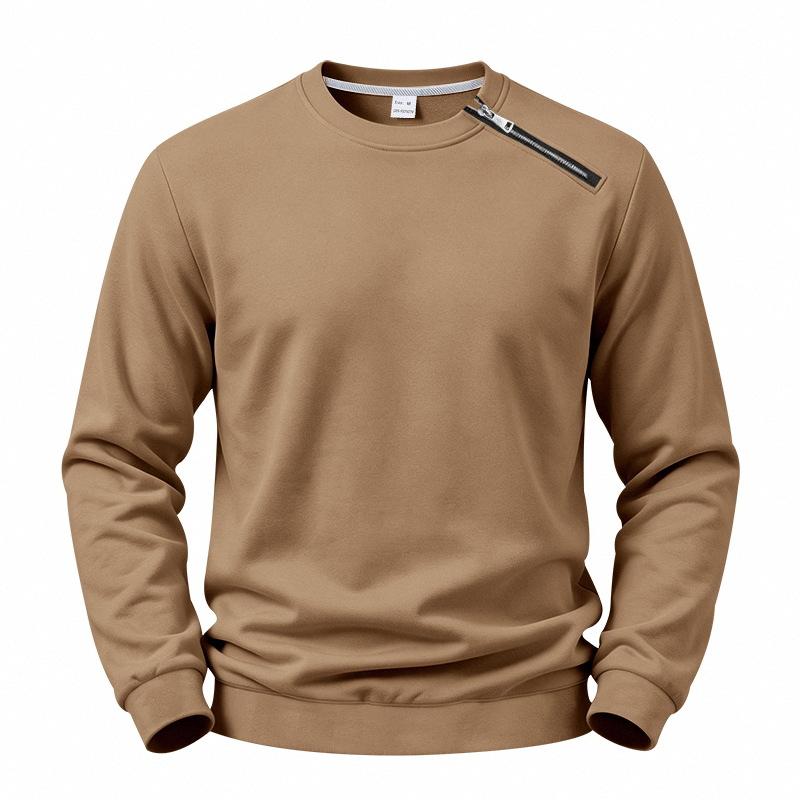 Men S Solid Color Fleece Lined Loose Casual Round Neck Sweatshirt