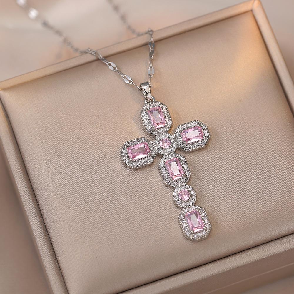 Classic Cross Necklace for Women 2023 New Fashion Gold Color Stainless Steel Chain Pendant Jewelry Wedding Party Accessories