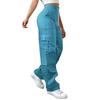 Womens Elastic High Waisted Cargo Pants Stretch Casual Wide Leg Streetwear Parachute Hiking Pants With Pockets