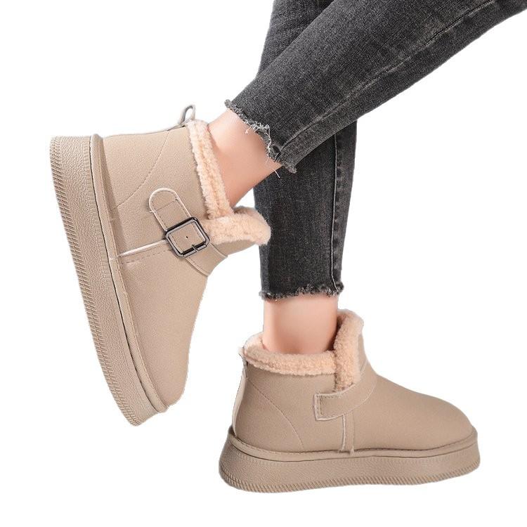 Women's Large Size Soft Sole Winter Warm Fur Snow Boots Padded Lined Ankle Boots Anti-slip Hiking Casual Sports Cotton Boots Martin Boots