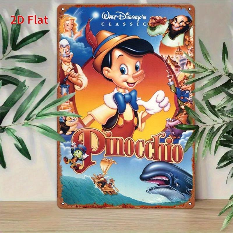 Einzelstück 20,32x30,48 cm Eisen Hängende Wand mit 2D-Effekt, Geeignet für Wohnkultur Mit Klassischem „Pinocchio“-Charakterdesign