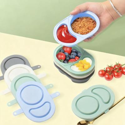 Wiederverwendbare Snackle Box Behälter Silikon Snackbehälter Mit Deckel Faltbar Doppelkammer Gewürzschalen Küchenhelfer