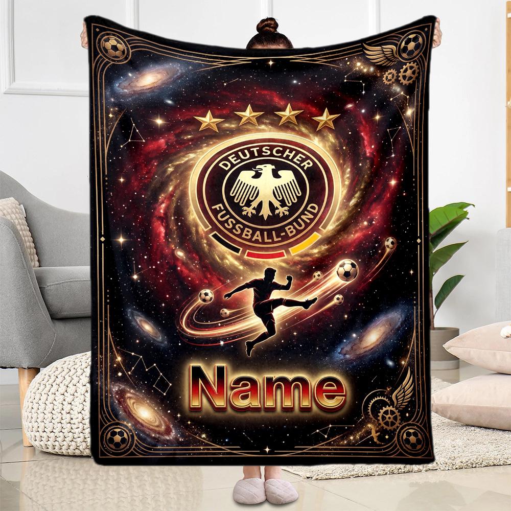 German Football Crest Artwork Personalized Text Blanket Gift Personalized Blanket Comfortable Suitable for Livingroom Sofa Living Room Home Decor