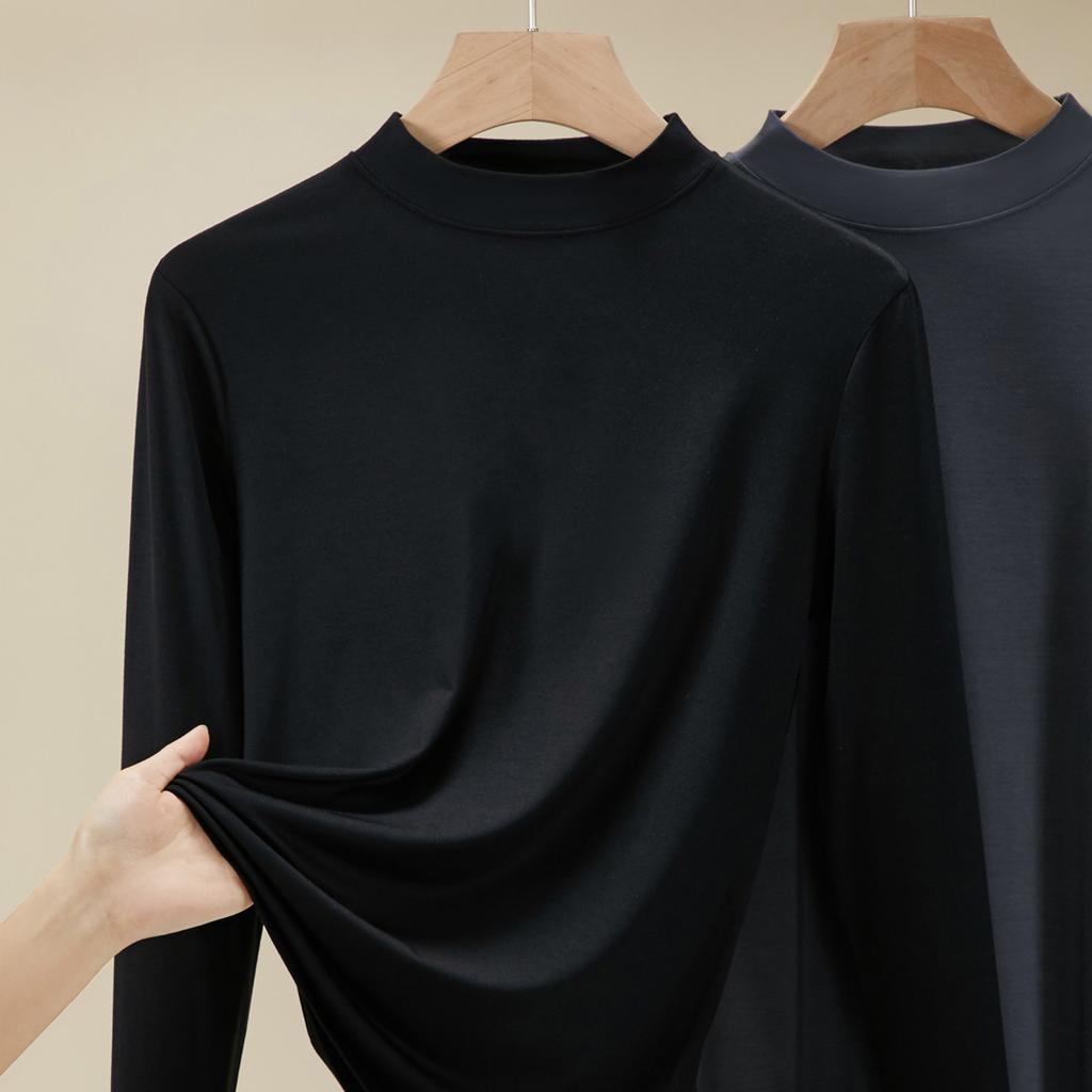 White bottoming shirt women's summer inner new versatile semi-turtleneck top