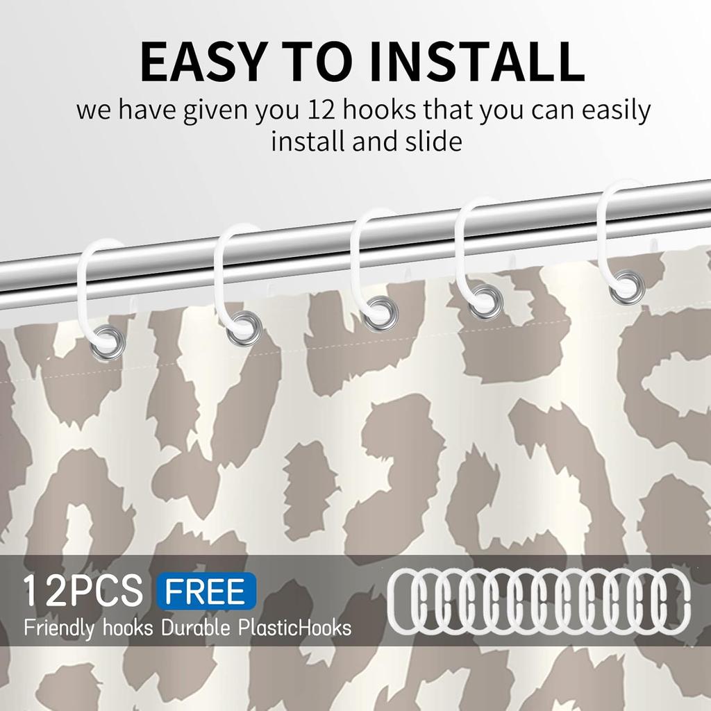 Cute gray leopard print shower curtain modern simple home bathtub bathroom curtain decoration, washable durable polyester fabric