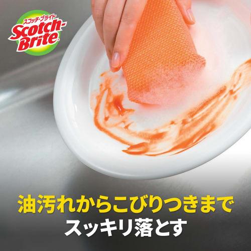 [Exclusive To .co.jp] 3M Sponge Kitchen Non-Scratch Antibacterial Hybrid Net Orange 6 Pieces Scotch Brite HBNT General Cleaning