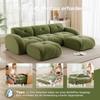 U-shaped 3-seater modular sofa, includes 2 stools, suitable for living room, comfortable fabric, non-slip design, no assembly required, Green