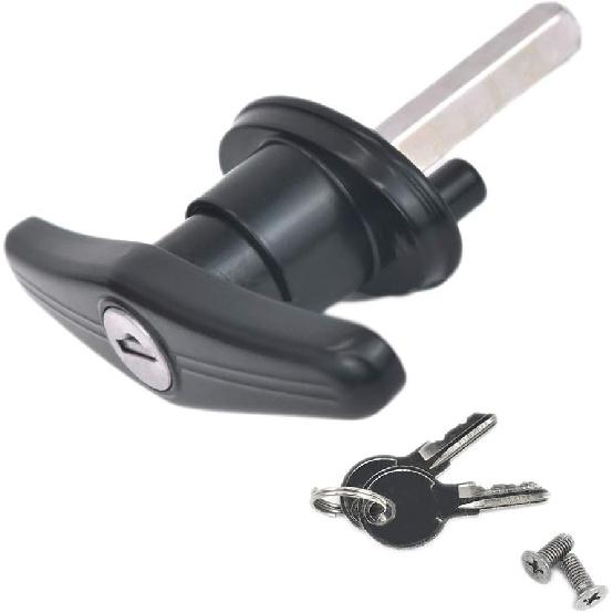 Truck Cap Locking T-Handle, Matching Set T-Handles Lock, Truck Cap Topper Camper Shell Locking T-Handle, Keyed Alike Black T-Handle Lock Kit