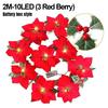 2M 10LED/3.5M 10LED Christmas Poinsettia Garland Poinsettia Velvet Artificial Poinsettia Garland String Lights for Christmas Tree Decor